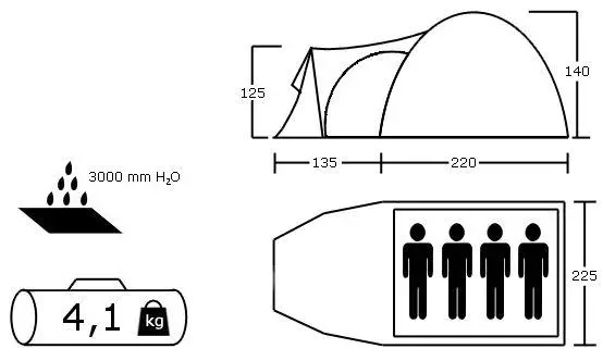Намет 4-місний Presto Acamper MONSUN 4 PRO зелений - 3500мм - Зображення 3